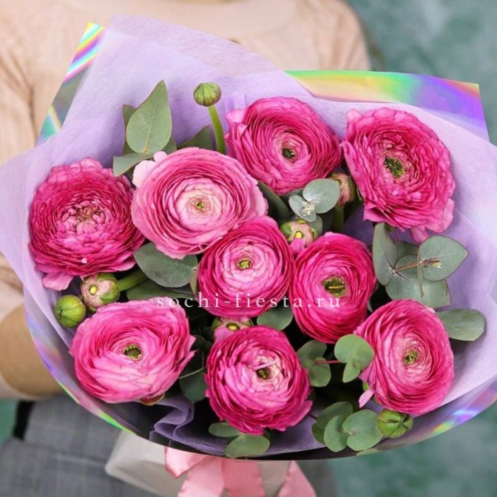 Ранункулюсы с эвкалиптом №2 в Липецке