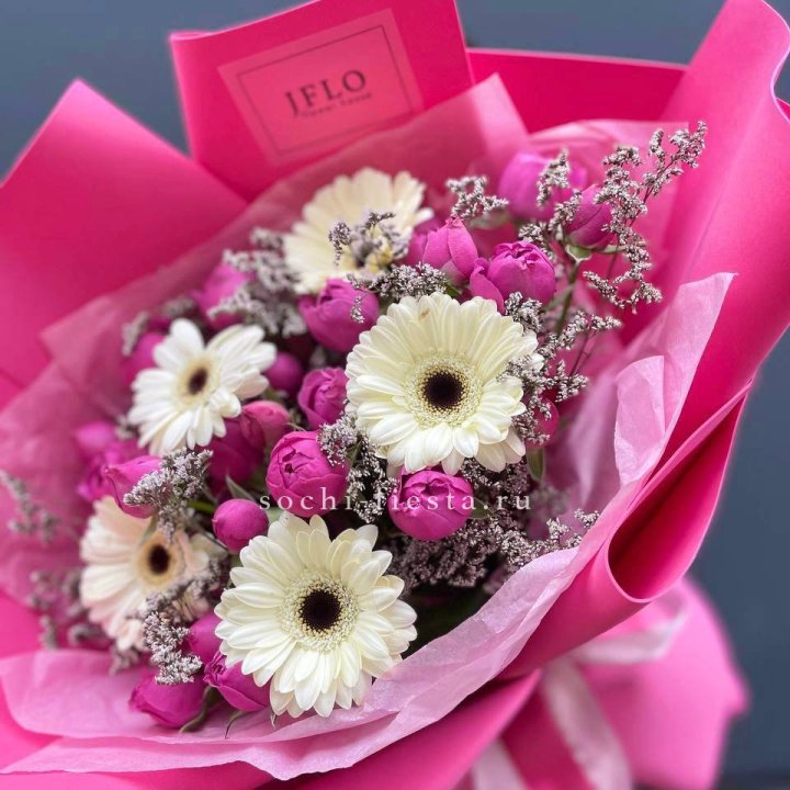 Букет гербер и мисти бабблс  в Липецке