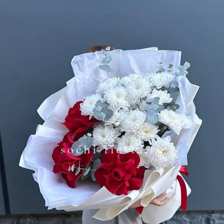 Дуо розы и хризантемы в Липецке