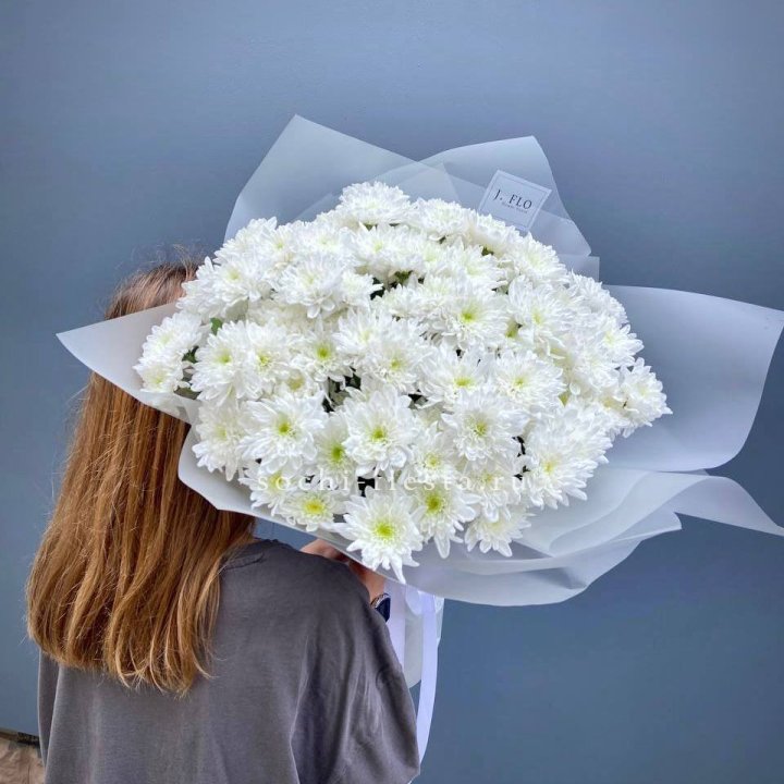 Букет хризантем "Белая снежинка" в Липецке