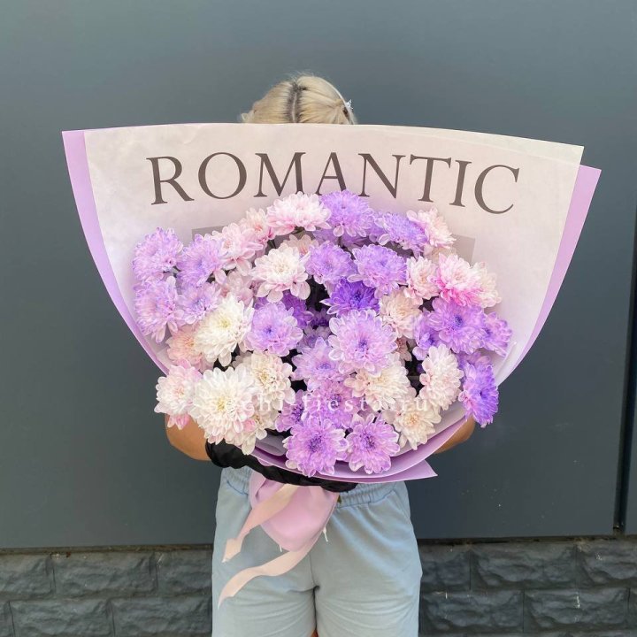 Букет сиреневых хризантем в Липецке