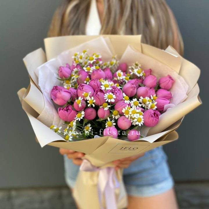 Дуобукет мисти с ромашками  в Липецке