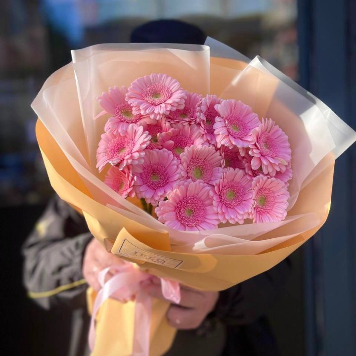 17 розовых гербер  в Липецке