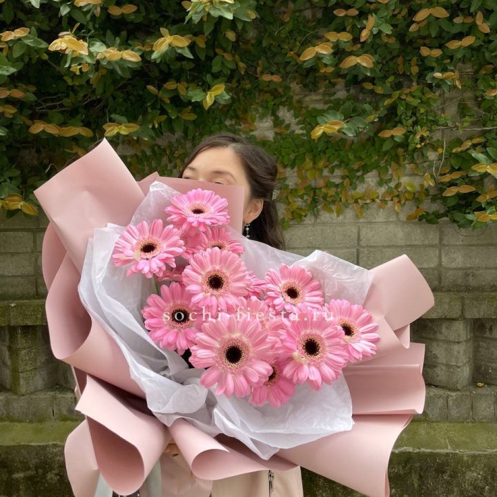 13 розовых гербер в Липецке