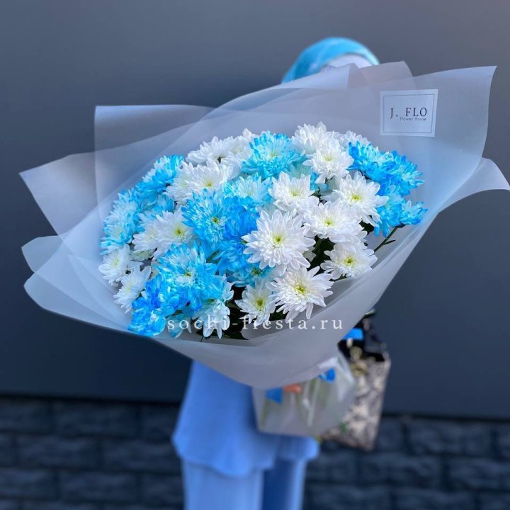 Букет хризантем "Голубая снежинка" в Липецке