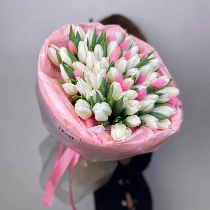 51 белый тюльпан "Рози" в Липецке