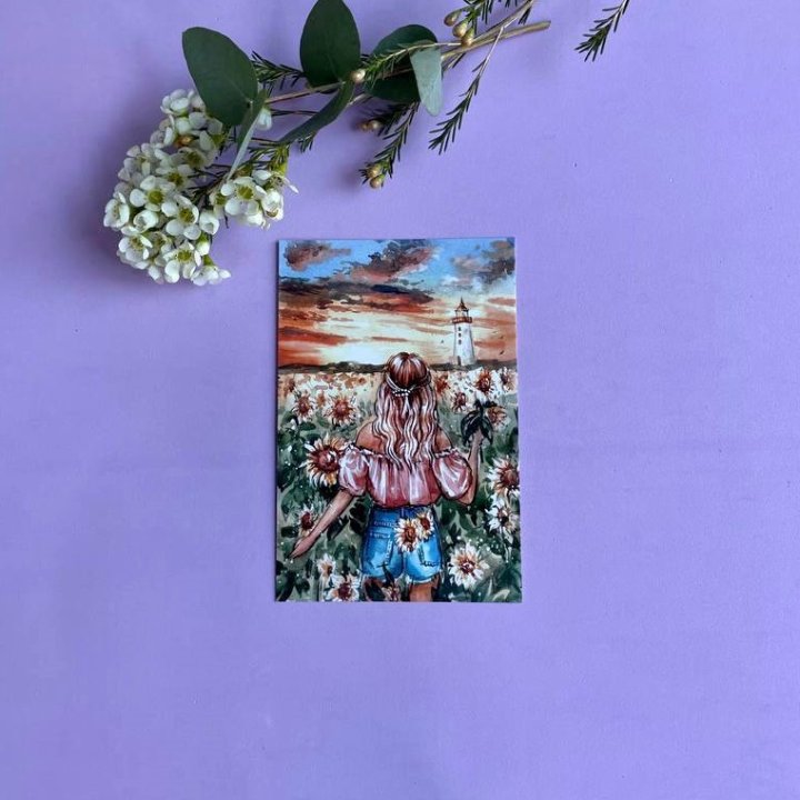 Открытка к букету "Подсолнух" в Липецке