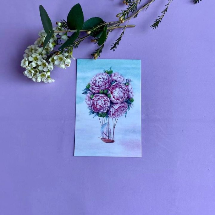 Открытка к букету "Пион" в Липецке