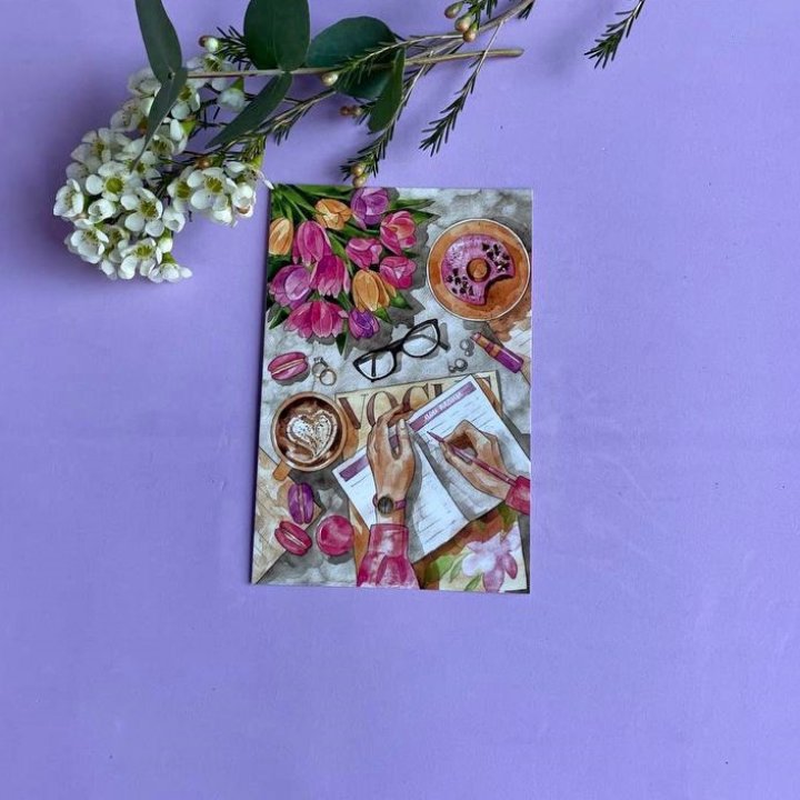 Открытка к букету "Леди на работе" в Липецке