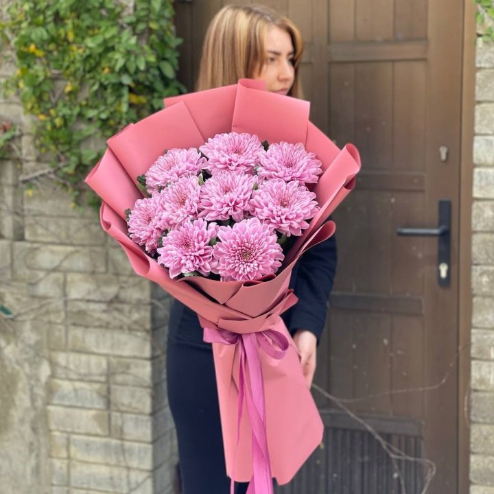 Букет хризантем розовый в Липецке