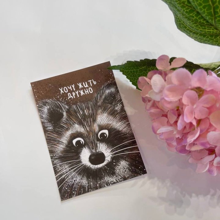 Открытка к букету "Енотик" в Липецке