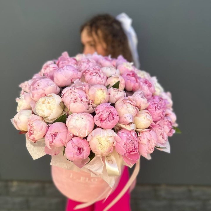 51 нежных пионов  в цилиндре в Липецке