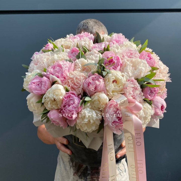 51 пионов в боксе в Липецке