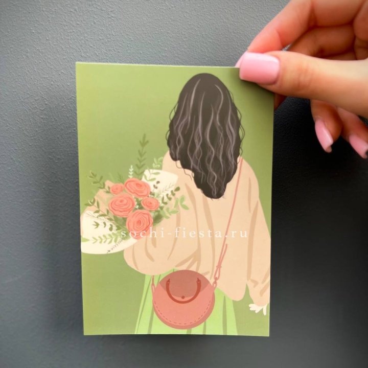 Открытка к букету "Потрясающая девушка" в Липецке