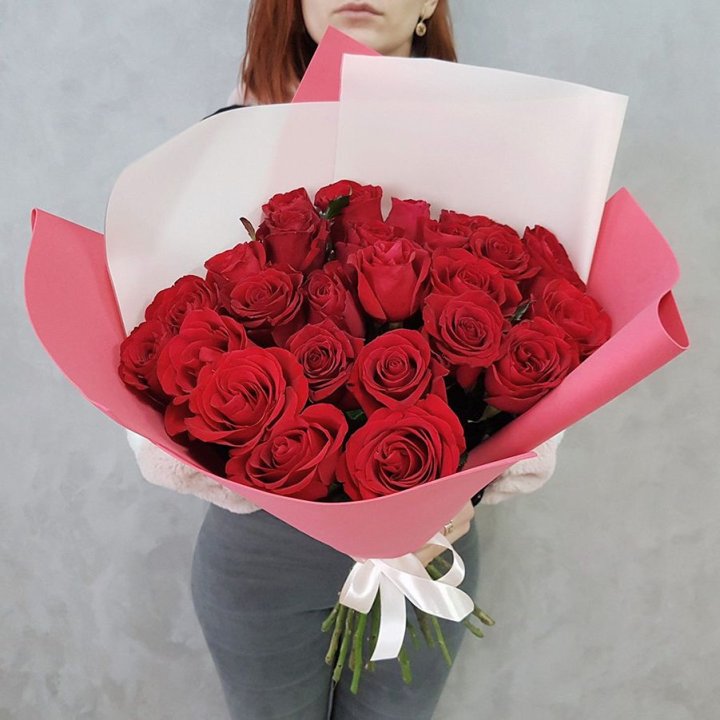 25 Красных роз рози вайт в Липецке