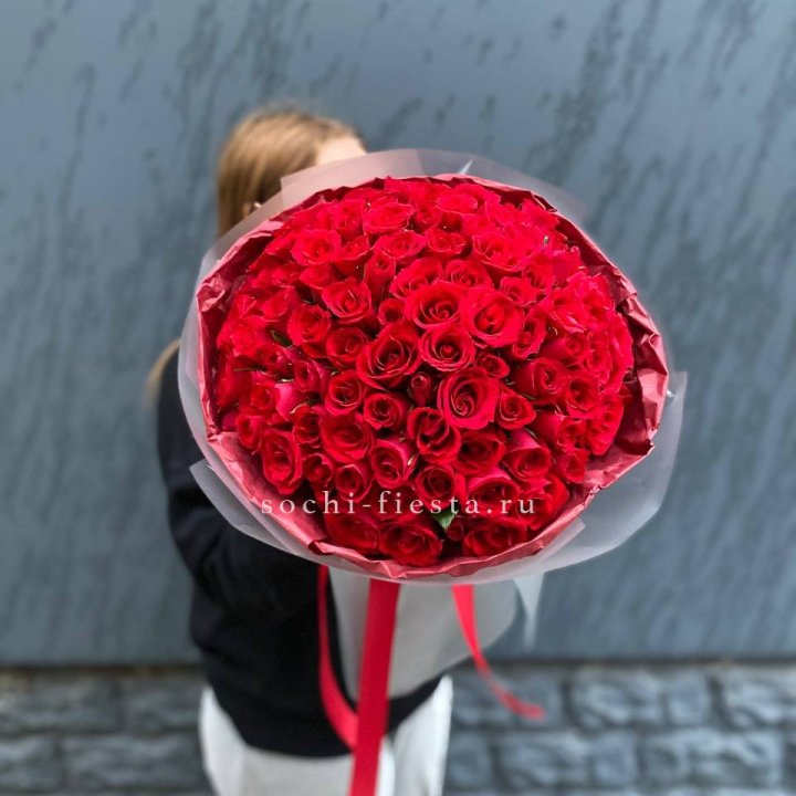 101  красная кенийская роза  в Липецке