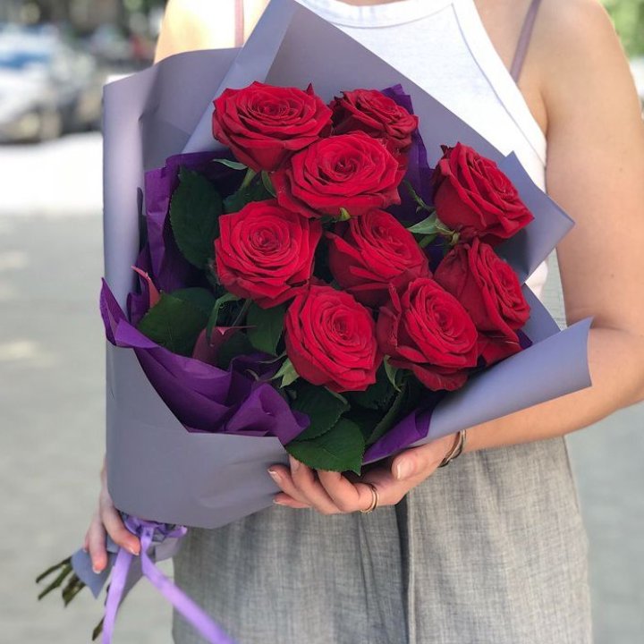 9  красных роз №1 в Липецке