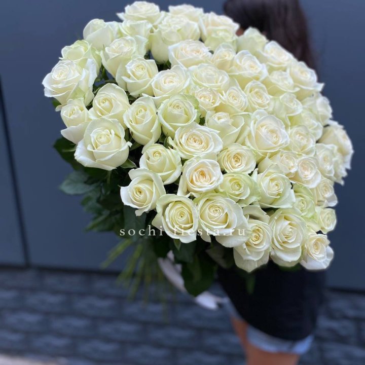 51 белоснежная высокая роза в Липецке