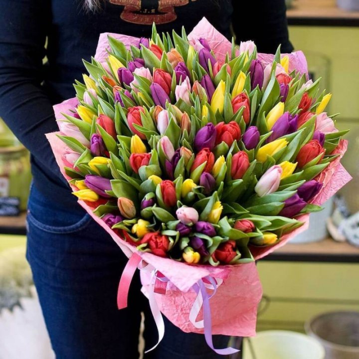 101 тюльпан "Джуси" в Липецке